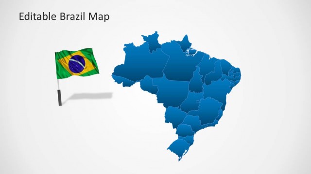 Editable Brazil Map with National Flag Icon