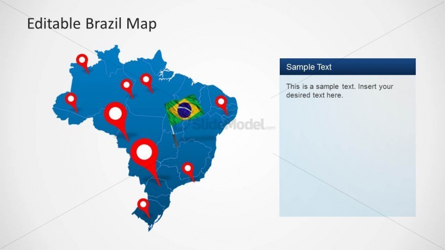 PowerPoint Map of Brazil with GPS Icons