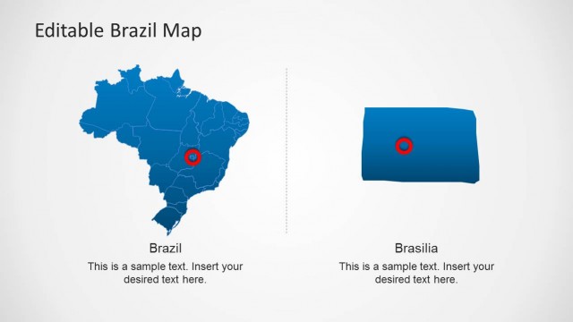 Brazil Map with Brasilia Capital City Highlight