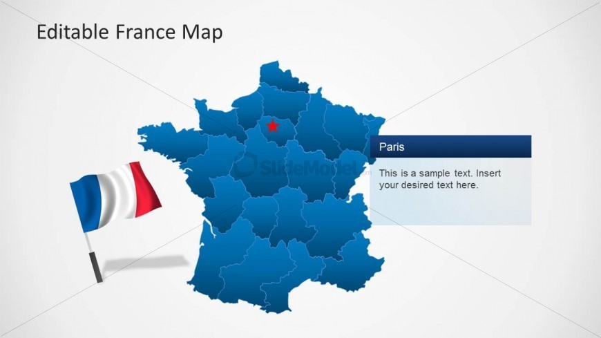 France Map for PowerPoint with Flag Icon
