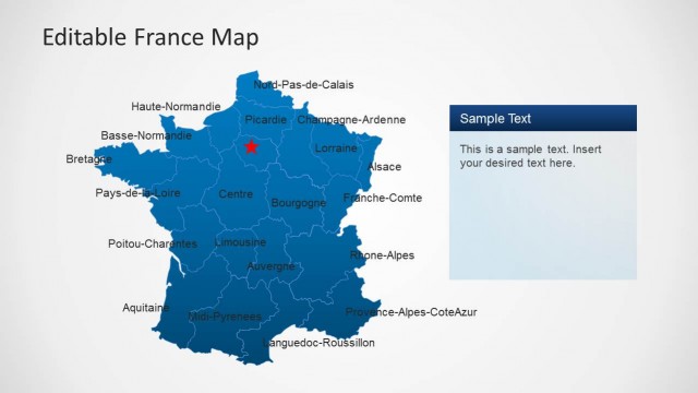 Political Outline of France Map for PowerPoint