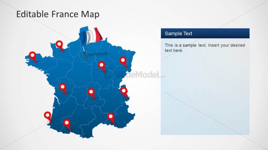 Map of France PowerPoint Template with Location Icons