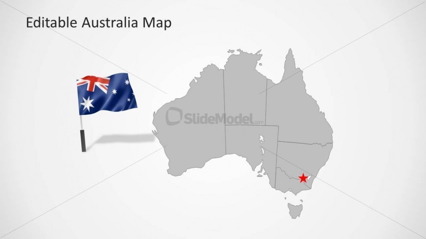 Australia Map with Flag Icon for PowerPoint
