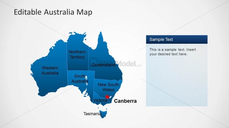 Australia PPT Map with Canberra Capital Marker