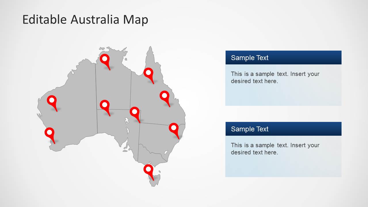 Australia PowerPoint Map Template Grey Design
