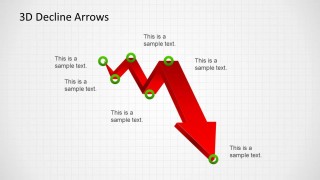 Red Decline Zig Zag Arrow for PowerPoint Grid