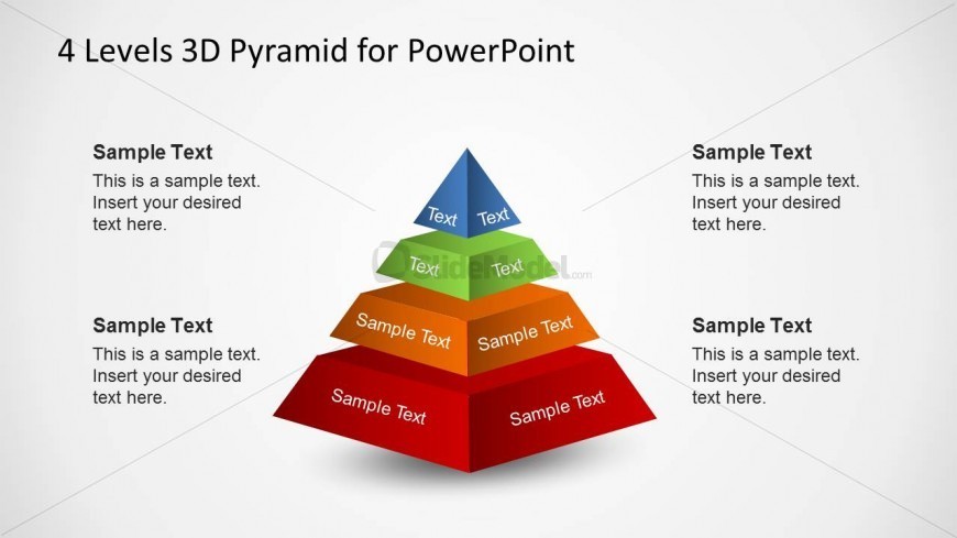 4 Layers 3D PowerPoint Pyramid Diagram