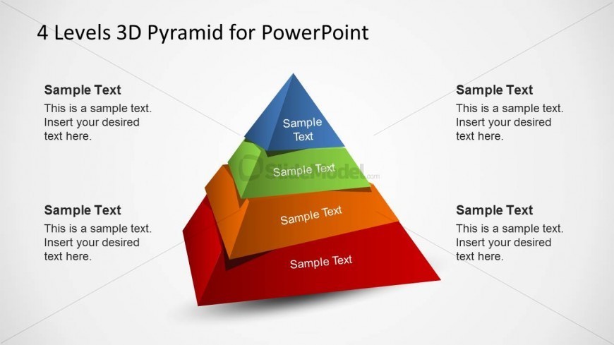 4 Levels 3D Pyramid Template for PowerPoint with misaligned levels