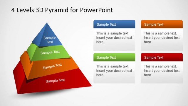 Four Rotated Layers 3D Pyramid PowerPoint Diagram