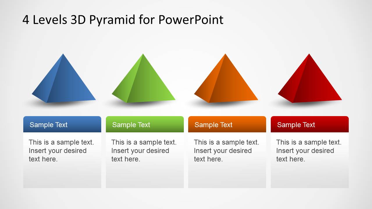 4 Levels 3D Pyramid Template for PowerPoint SlideModel