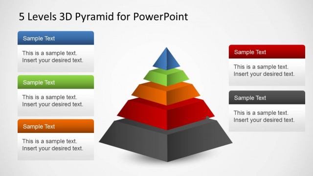 5 Levels 3D Pyramid Template for PowerPoint