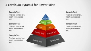 5 Levels Pyramid Diagram Slide for PowerPoint With 3D Vectors
