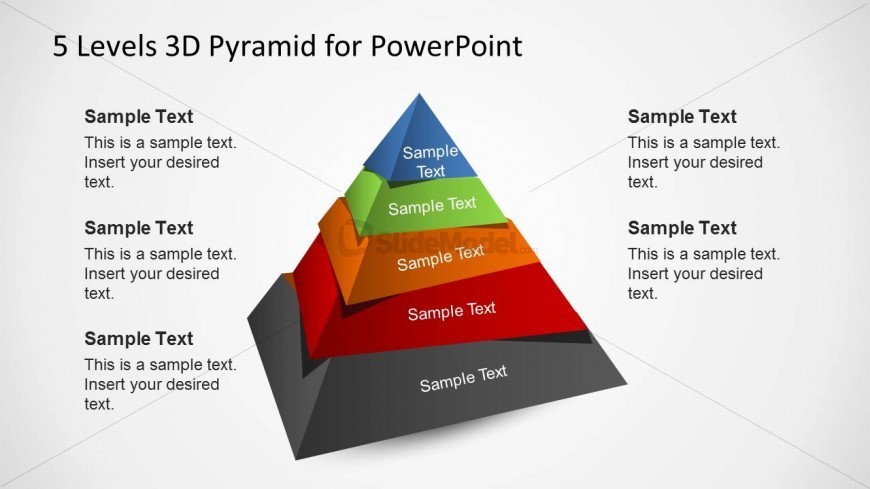 3D Pyramid Template for PowerPoint with 5 Levels