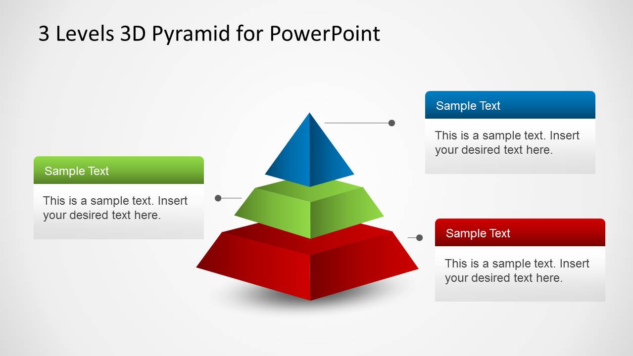 3 Levels 3D Pyramid Template for PowerPoint SlideModel