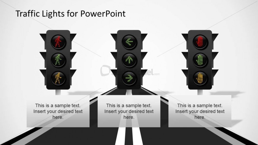 3 LED Traffic Light Shapes for PowerPoint