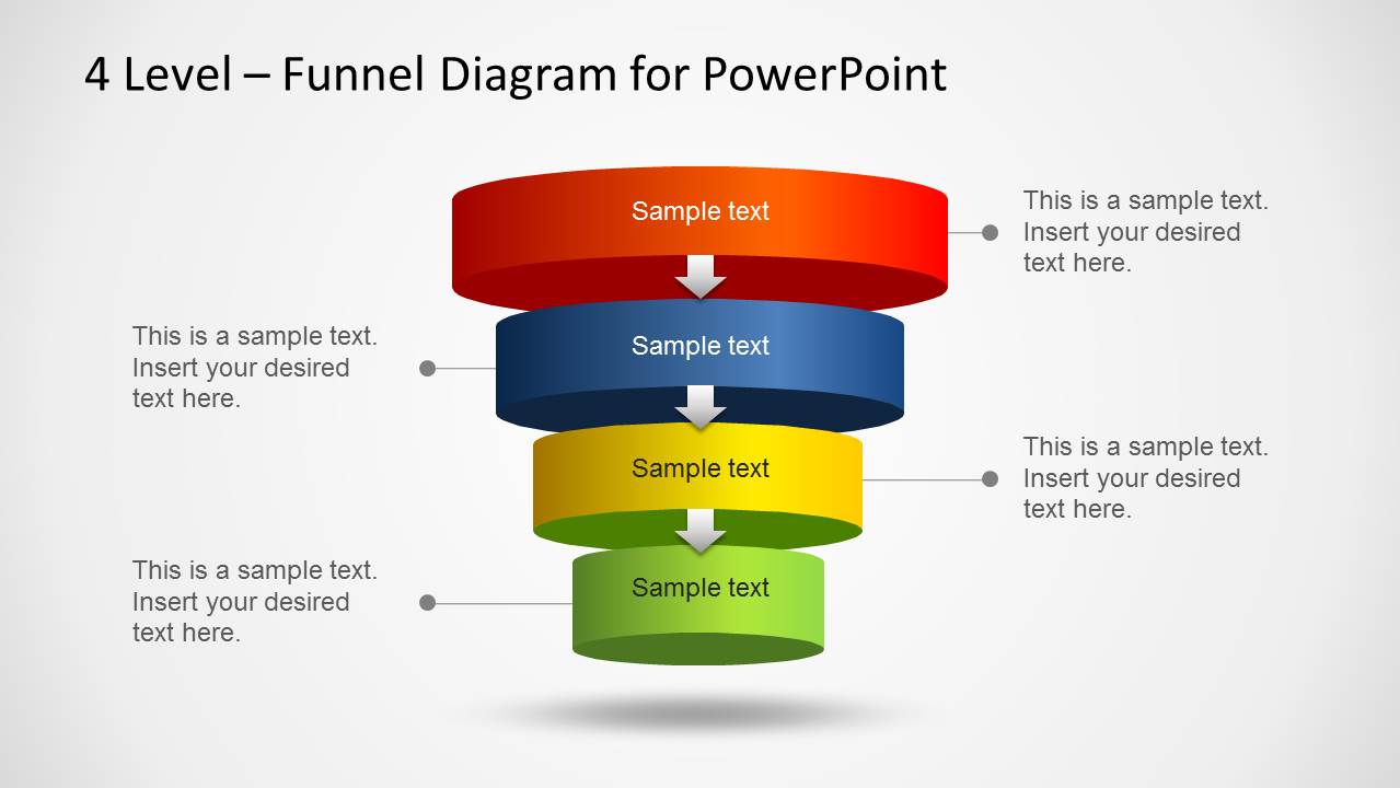 3d PowerPoint Layered Funnel Diagram with four steps