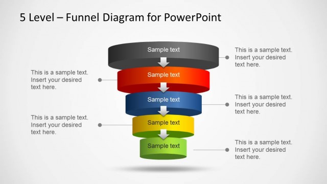 5 Level Funnel Diagram Template for PowerPoint