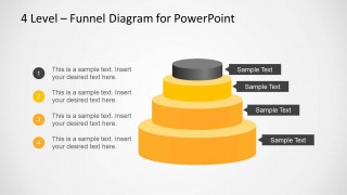 4 Level Funnel Diagram Template for PowerPoint with Circular Cone Base