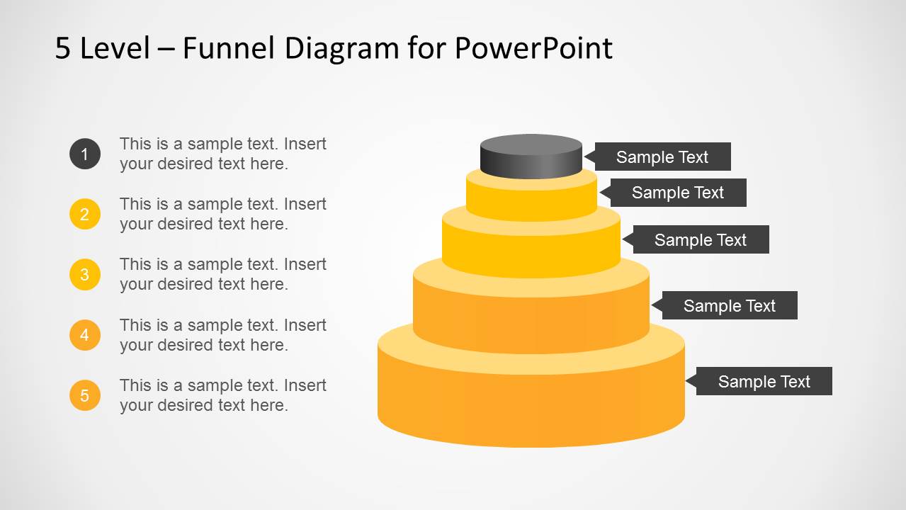 5 Level Stacked Funnel Diagram Template for PowerPoint - SlideModel