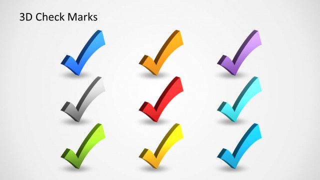Colorful 3D Check Marks Shapes for PowerPoint