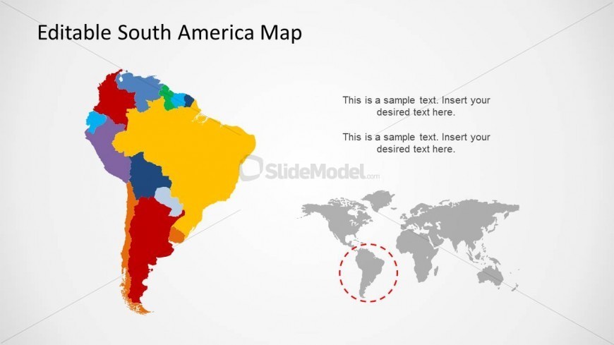 South America Map with World Map for PowerPoint