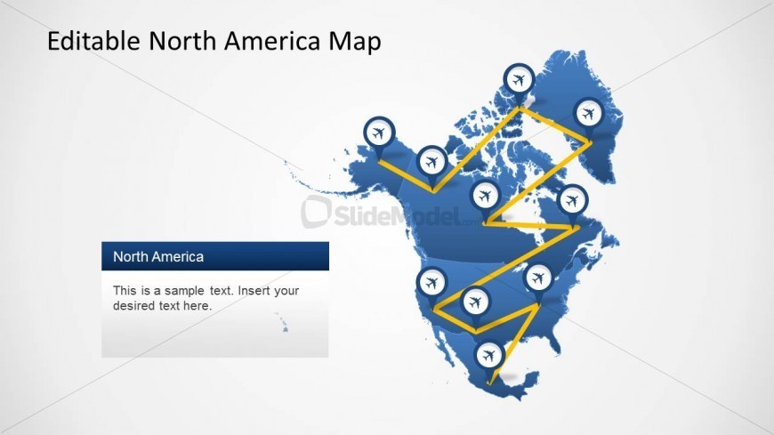 North America Map Path Slide Design for PowerPoint
