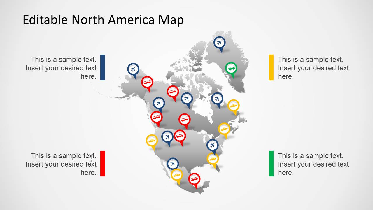 North America Map Template For PowerPoint SlideModel 6378 01 North America 4 