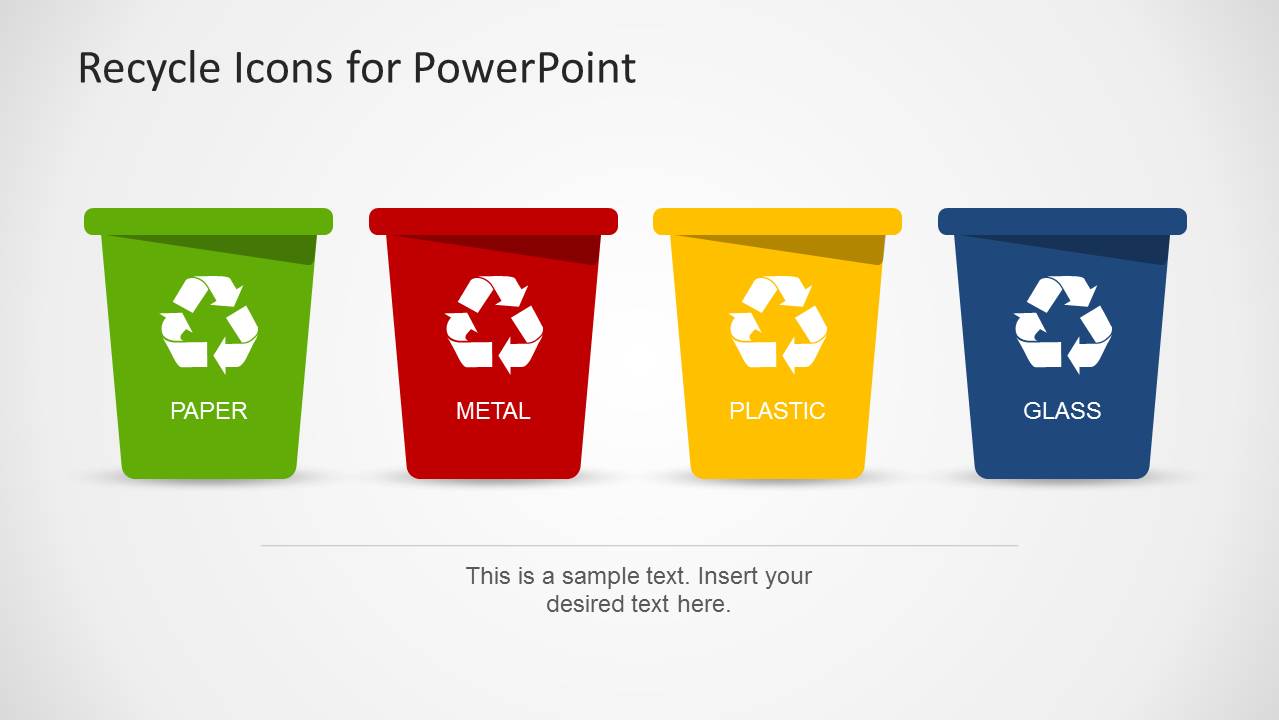 Recycle Template for PowerPoint with Trash Can Icons