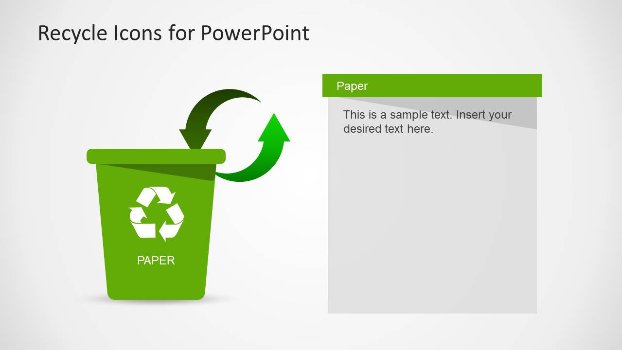 Recycle Template For Powerpoint With Trash Can Icons