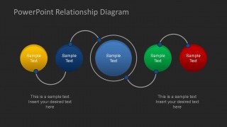 PowerPoint Relationship Diagram Linear Connection Dark