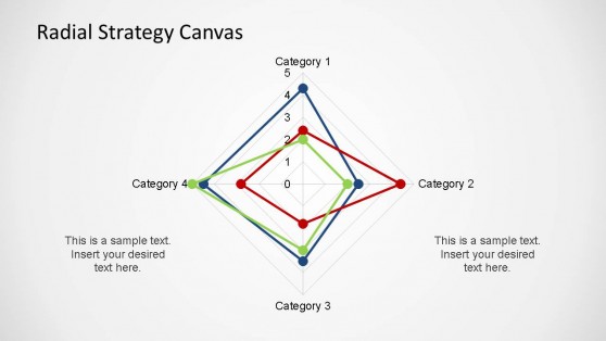 Four radial square PowerPoint Diagram Template