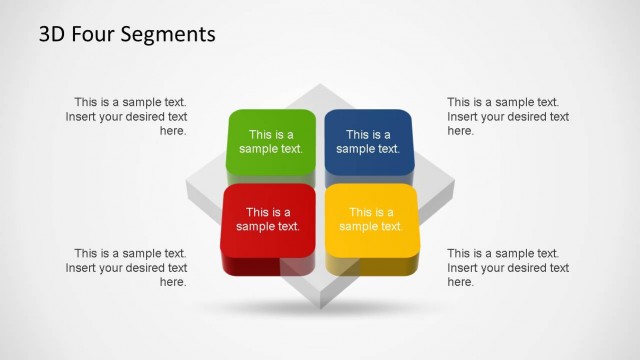 4 Segments 3D Diagrams PowerPoint Template