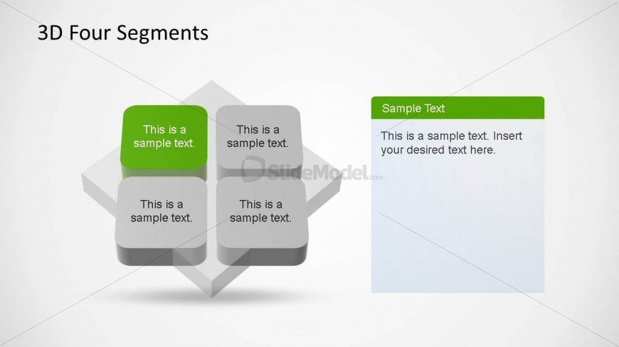 4 Segments 3D Diagrams PowerPoint Template Quadrant One