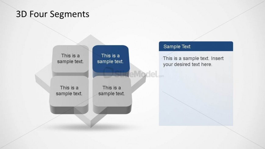 PowerPoint 3D Quadrants Diagram with First Quadrant Highlighted