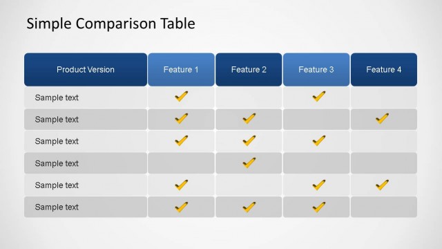 Simple Comparison Table PowerPoint Template