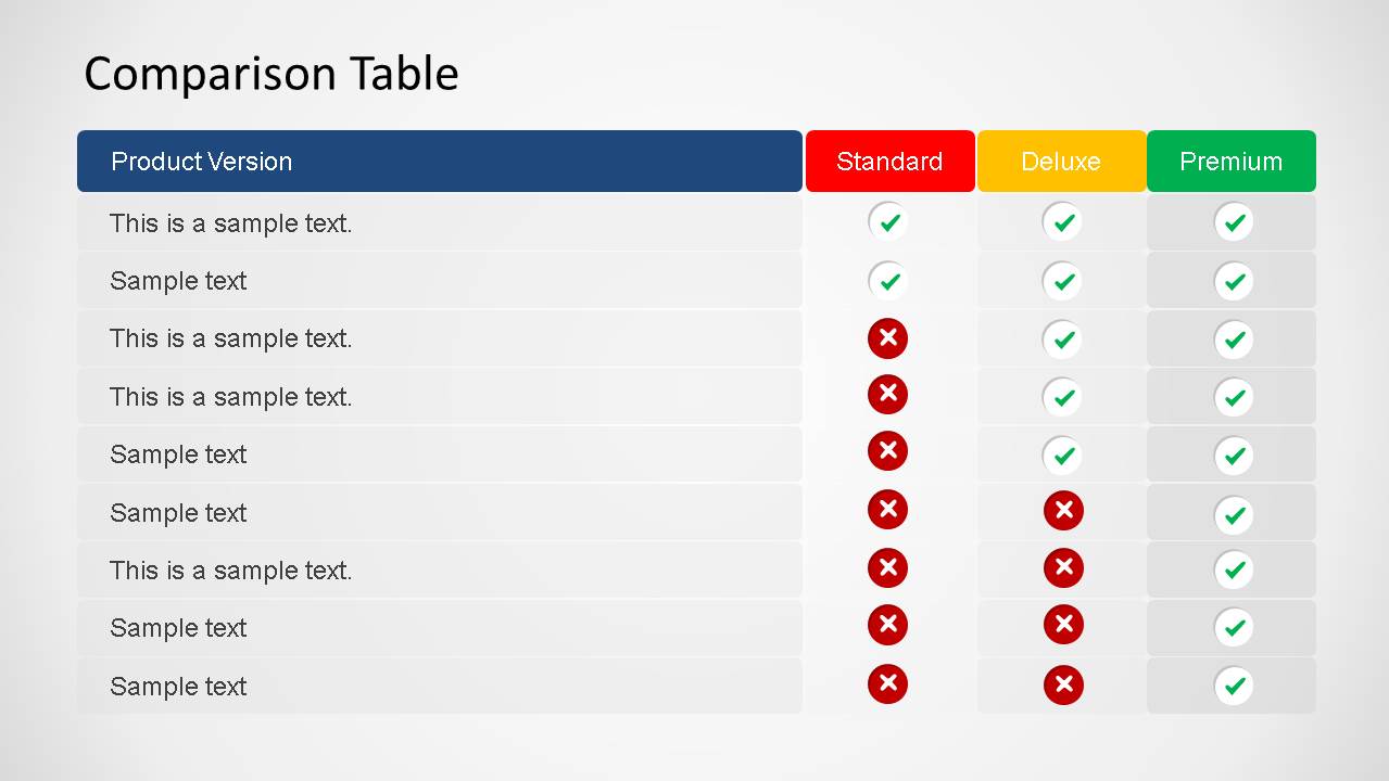 comparison chart template powerpoint