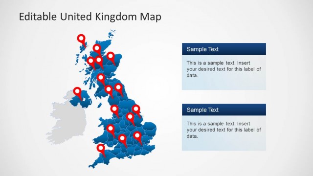 UK PowerPoint Template Map with GPS Icons