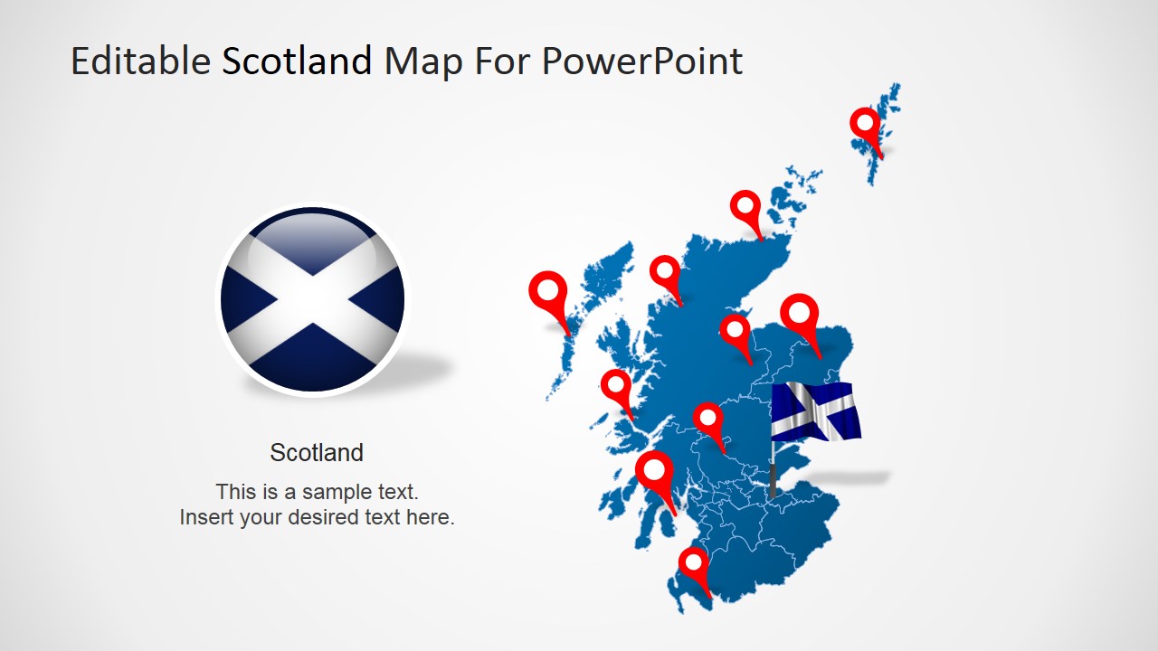 PowerPoint Scotland Map with Flag Icon