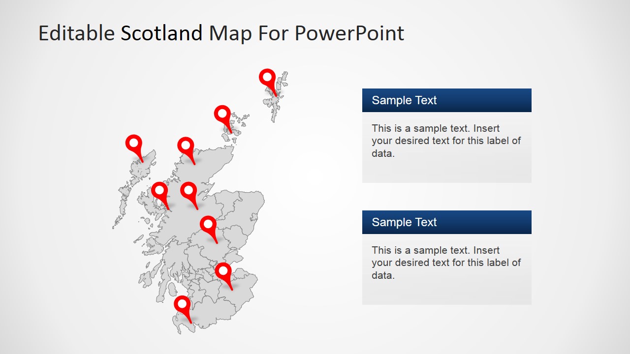 PowerPoint GPS Marker Icons in Scotland Map