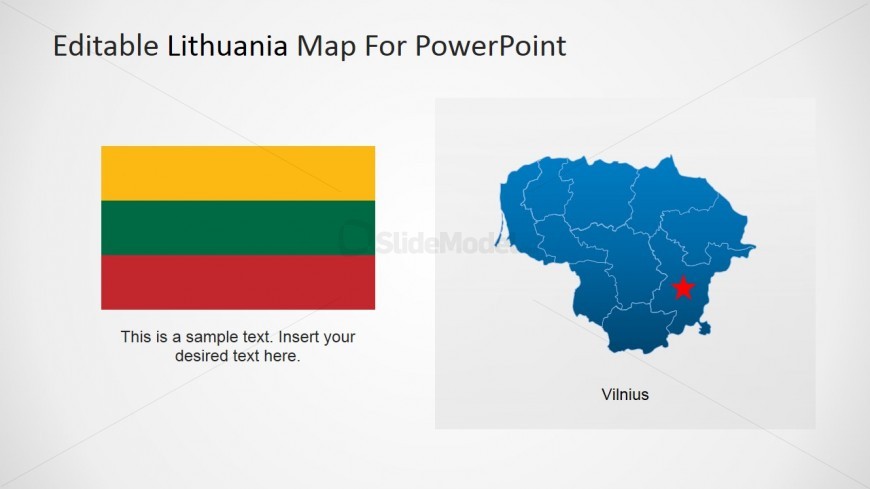PowerPoint Map of Lithuania and Flag Clipart