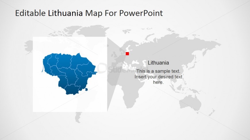 PowerPoint World Map with Lithuania Highlight