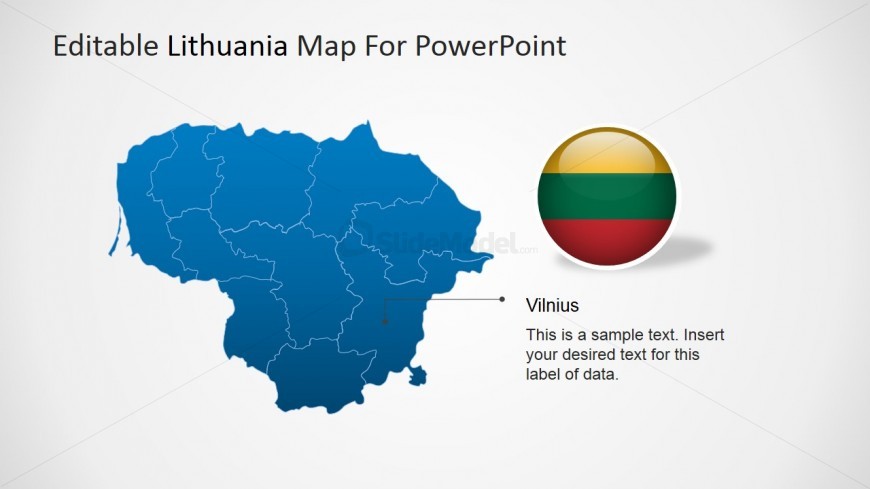 PowerPoint Map of Lithuania with Vilnius Marker