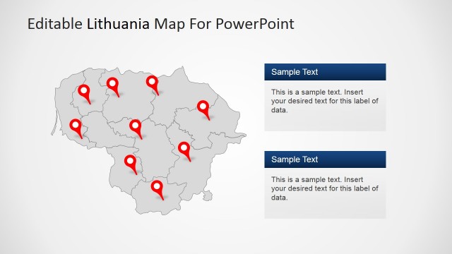 Lithuania Editable Map for PowerPoint with GPS Markers