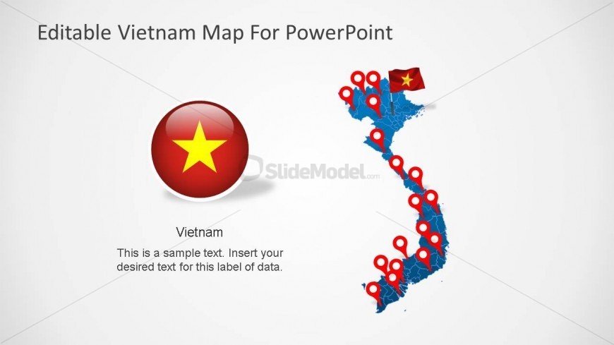 Editable PowerPoint Map of Vietnam with Flag and Icon