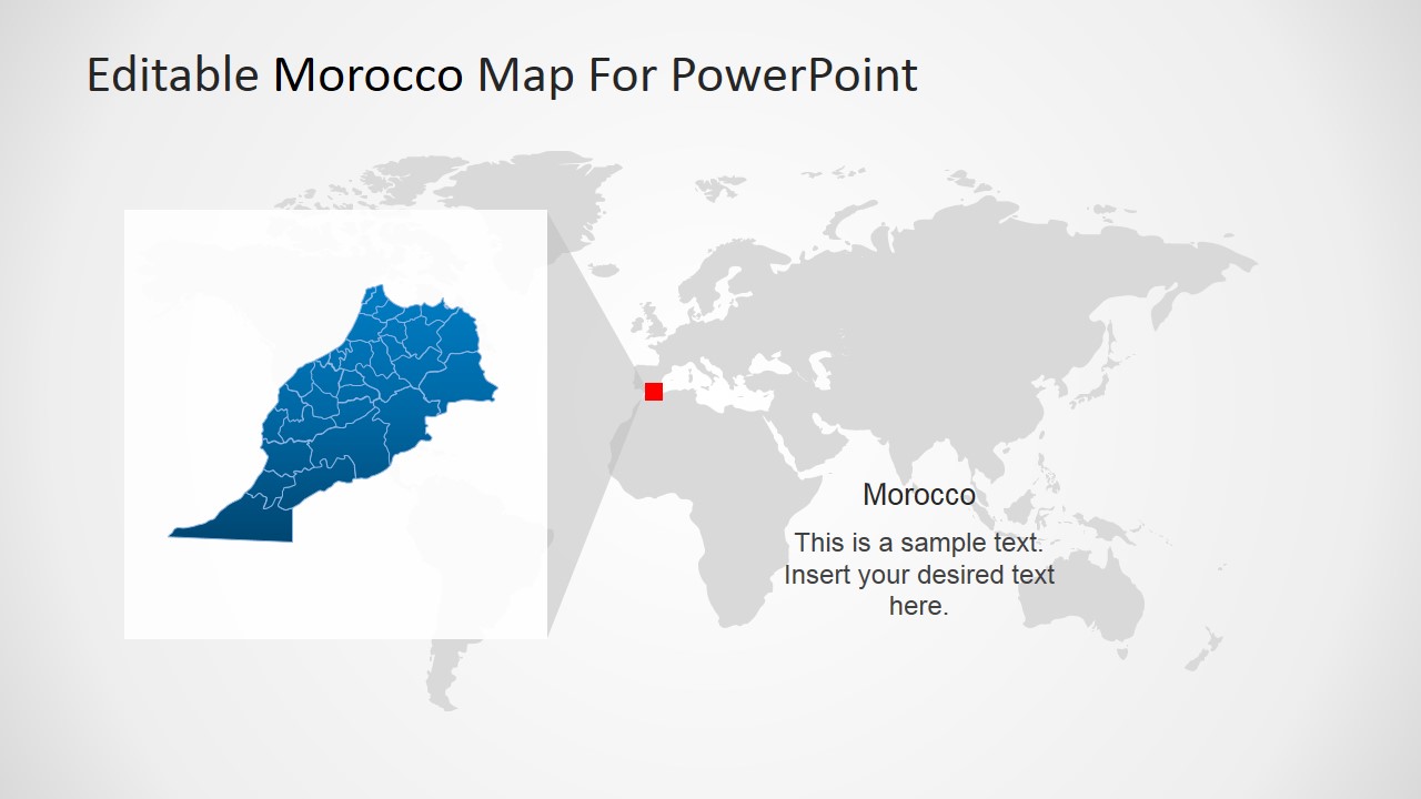 PowerPoint Map of Morocco Highlighted from Worldmap