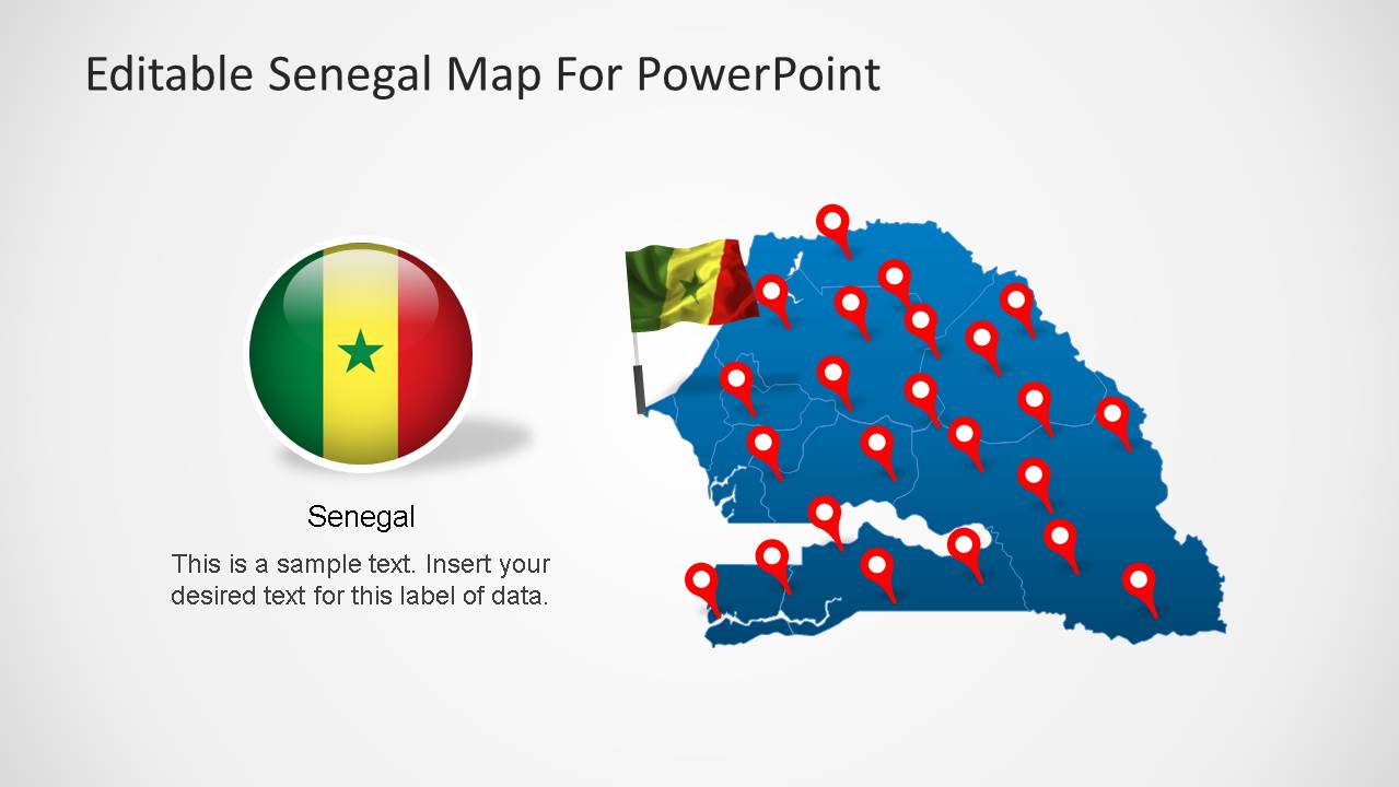 Senegal Editable Map PowerPoint Template with Flag