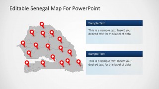 Senegal Editable Map PowerPoint Template Grey Background