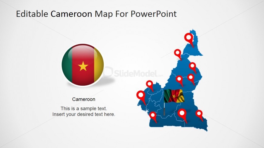 Republic of Cameroon Circular Flag Icon and Map