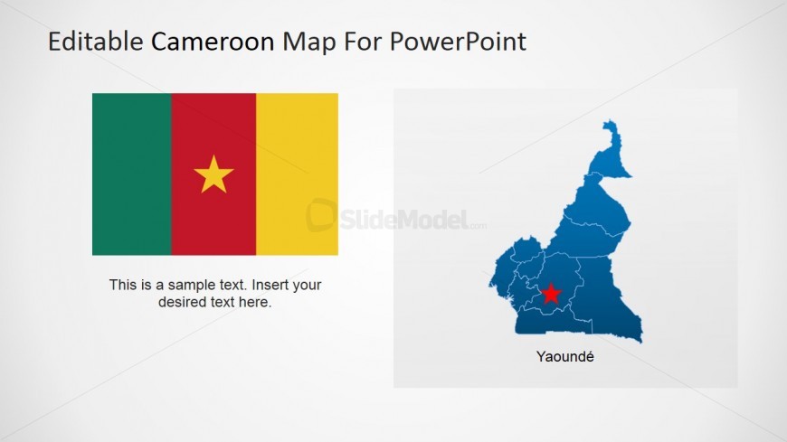 Editable Map of Republic of Cameroon and Flag Icon