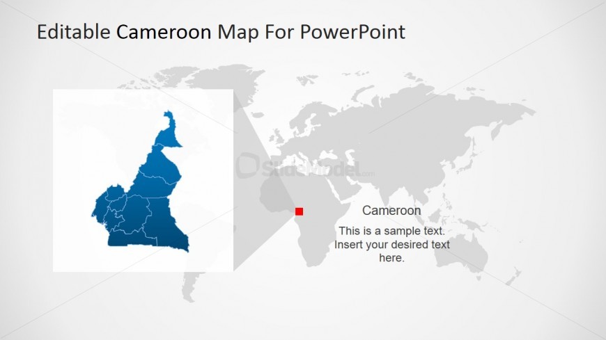 PowerPoint World Map with Cameroon Magnified 